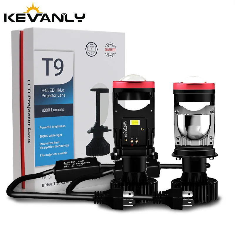 Y7D 90W Auto Lamp Mini Lens H4 Headlights LED12-24V Left Hand High Low Beam Turbo Fan H4 Motorcycle Dual Projector Lens 6000K