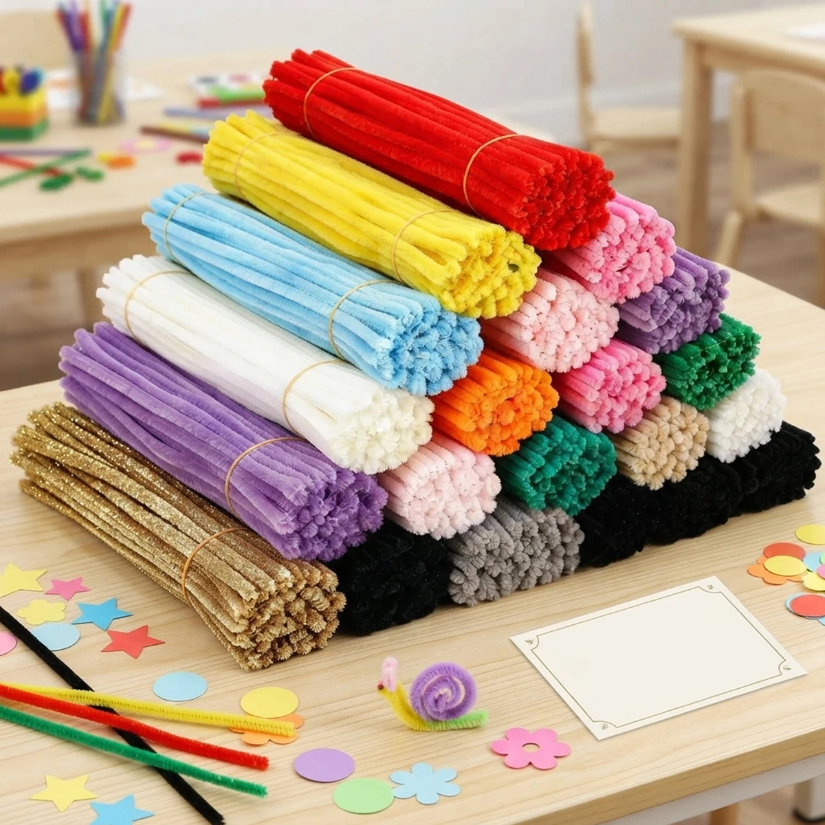 150/300/450Pcs Random Color Flexible Chenille Stems Bulk, Pipe Cleaners for DIY Crafting, Handmade Gift ZSY