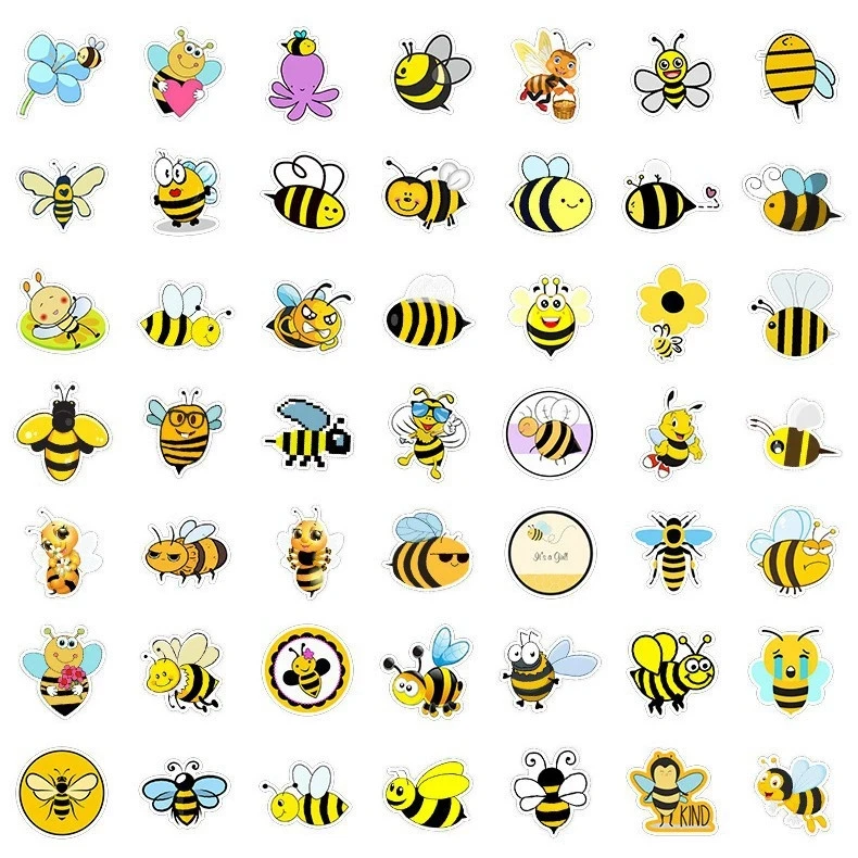 50-100 Pcs Cute Bee Graffiti Stickers Waterproof Vinyl Decals for Water Bottle Phone Laptop Journal Gift - view 6