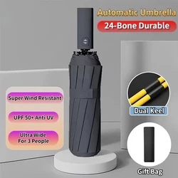 12 Bones Umbrella Windproof Double Layer Umbrella Fully Automatic Rain Umbrella for Men Women Luxury Business Parasol New