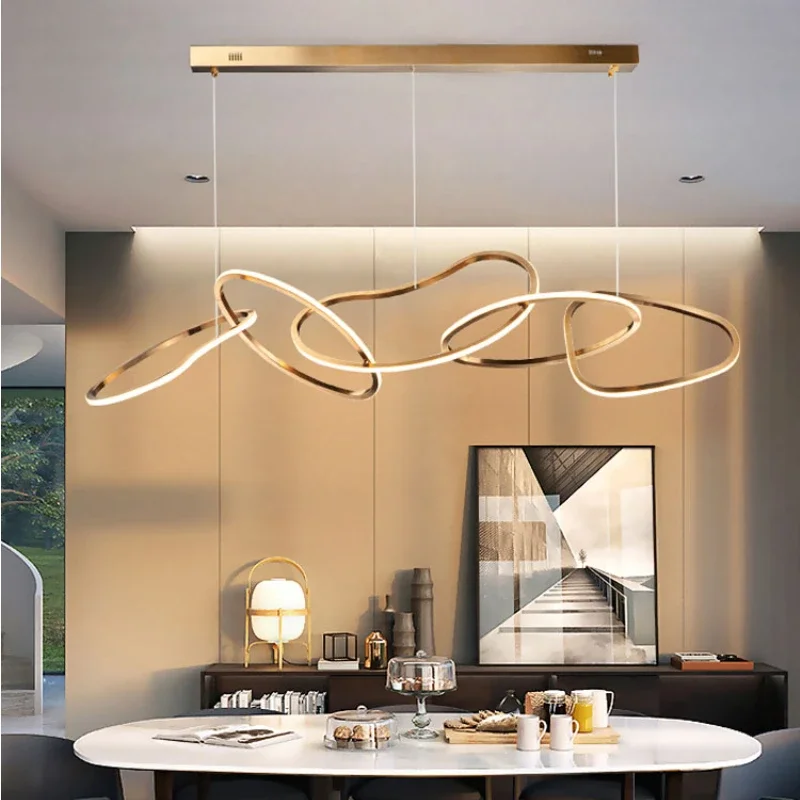 Nordic LED Circle Chandelier Lamp for Dining Room Kitchen Gold/Rose Gold Pendant Lighting Lustre Decor Hanging Lights Fixture
