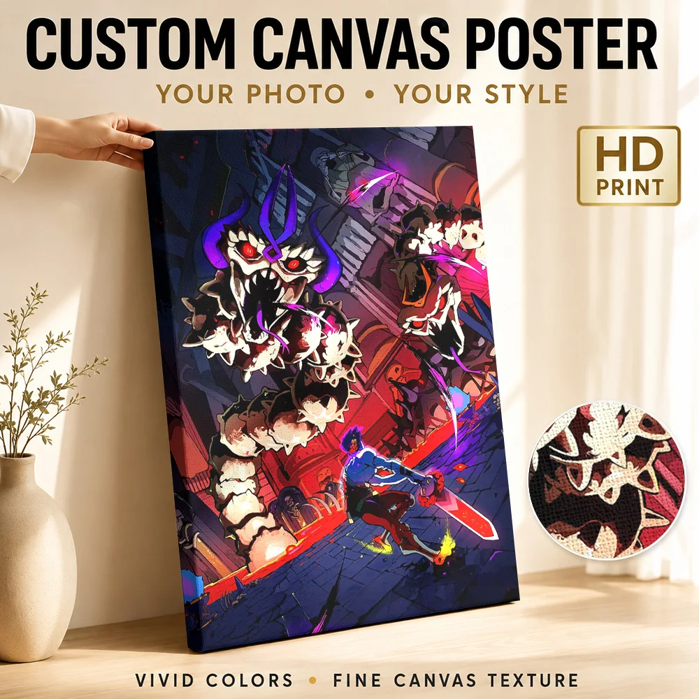 HADES Framed Canvas Print Poster Custom Photo Gaming Anime Wall Paintings Decoration for Game Room Ready to Hang Gift for Fans