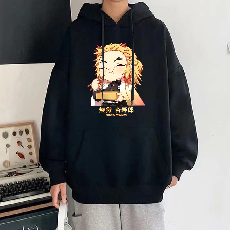 

New Autumn And Winter Fashion Long Sleeve Funny Anime Rengoku Kyoujurou Printed Hoodies Casual Loose Sweatshirt