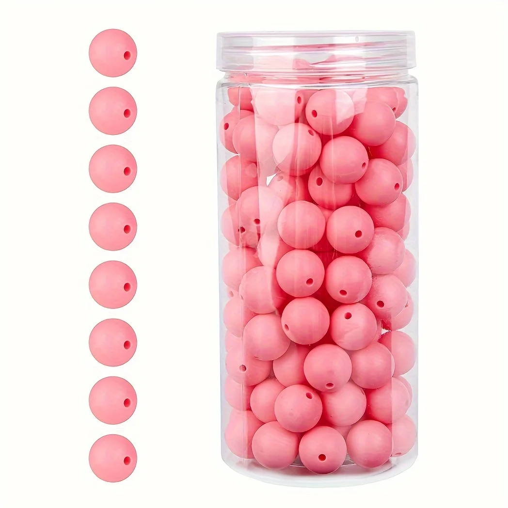 100 Stück/Box 12/15 mm Silikonperlen-Set für Schlüsselanhänger, Halskette, Armband, Umhängeband, Herstellung von runden Gummi-Silikon-Fokalperlen – Detail 15