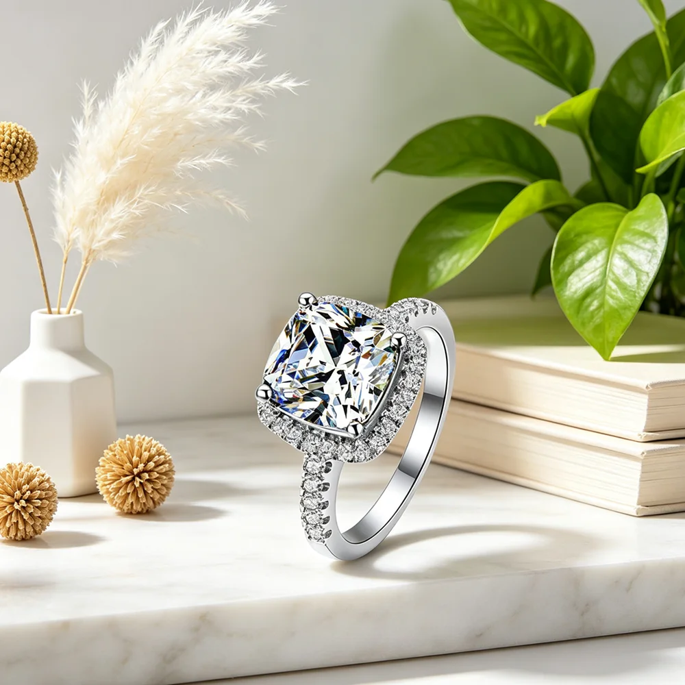 Simple Women Crystal 925 Sterling Silver Rings For Wedding Engagement Jewelry Accessory Fine Rhinestone Anillos Gift