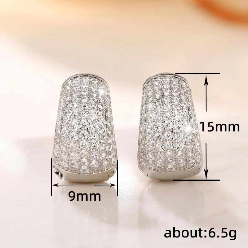 Huitan Dainty Small Hoop Earrings for Women Luxury Pave Half Circle CZ Stone Sparkling Earrings Fashion Versatile Female Jewelry