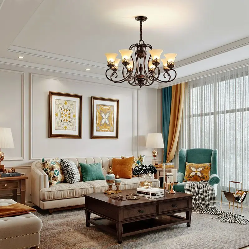 

SANDYHA винтажный светодиодный подвесной светильник в американском стиле, люстра, подвесной светильник для гостиной, спальни, ресторана, отеля, стильный дом