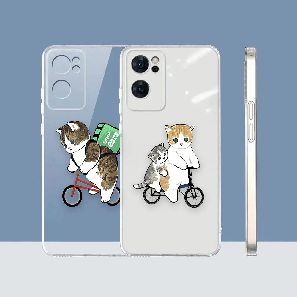 Clear Phone Case For OPPO RENO 9 8 7 6Z 6 5 4 3 2Z SE PRO PLUS 4G 5G Case Funda Coque Shell Cover Cute Cat Cartoon Illustration