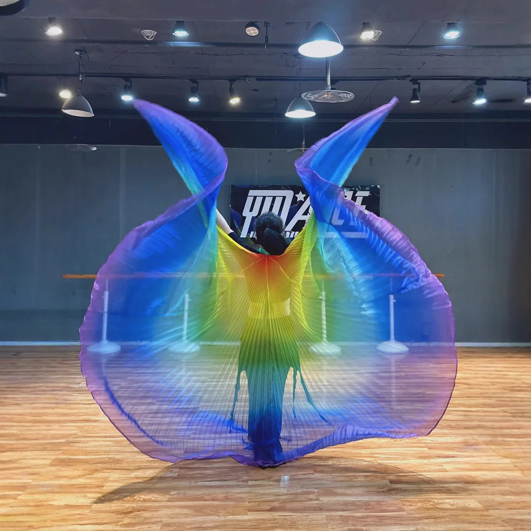 الرقص الشرقي أجنحة قوس قزح إكسسوارات الرقص جناح الفراشة للنساء البالغات مرحلة الأداء دعائم الرقص الذهبي الشفاف #1