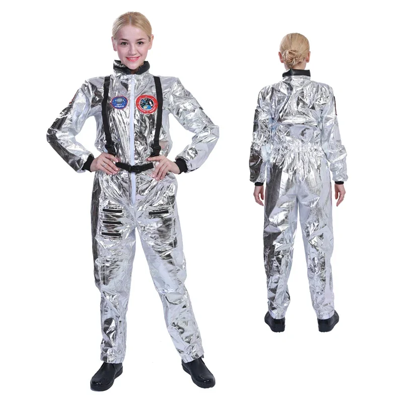 

EE01 Silver Astronaut Costume Adult for Women Men Cosplay Costumes Spaceman Jumpsuit Space Suit Outfit Halloween&0Ww
