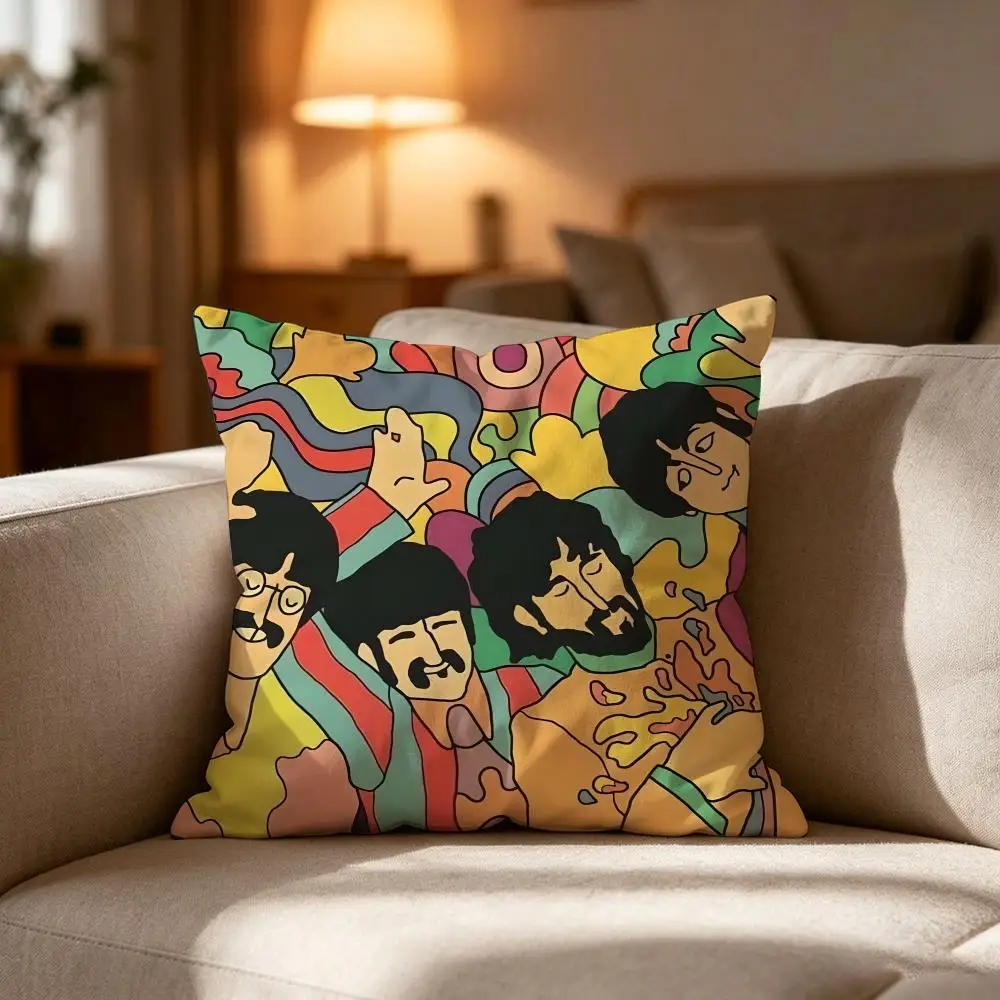 Vintage Psychedelic Art Pillow Cover Soft Peach‑Skin Cushion Cover Colorful Retro Pop Art Throw Pillowcase for Living Room Sofa