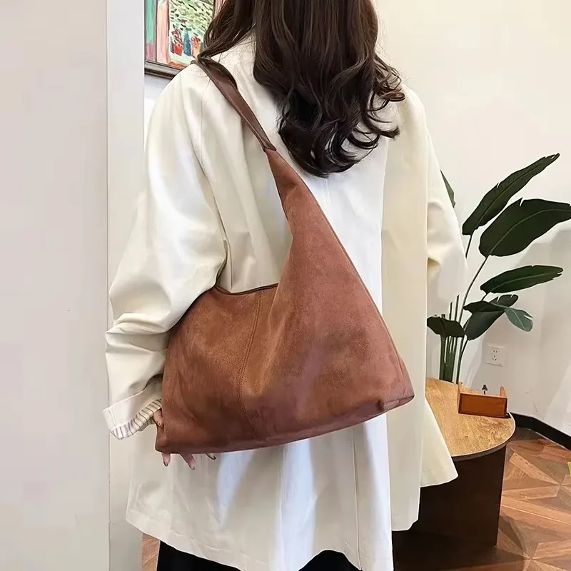 

Simple Solid Soft Faux Suede Shoulder Bags High Quality Large Capacity Commute Hot Trendy Tote Bags for Women 2025 Fashion Hot