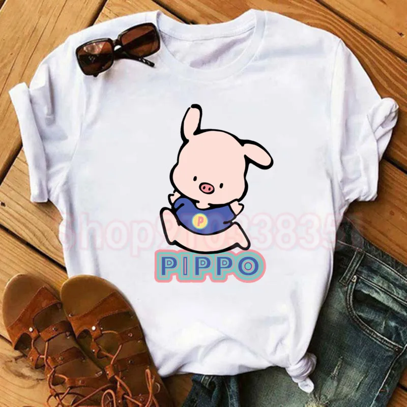 Vintage Pippo Graphic Tee Cartoon Oversized Tops Gothic Women's T-Shirt Korean Style Short-Sleeved Aesthetic Fashion Streetwear