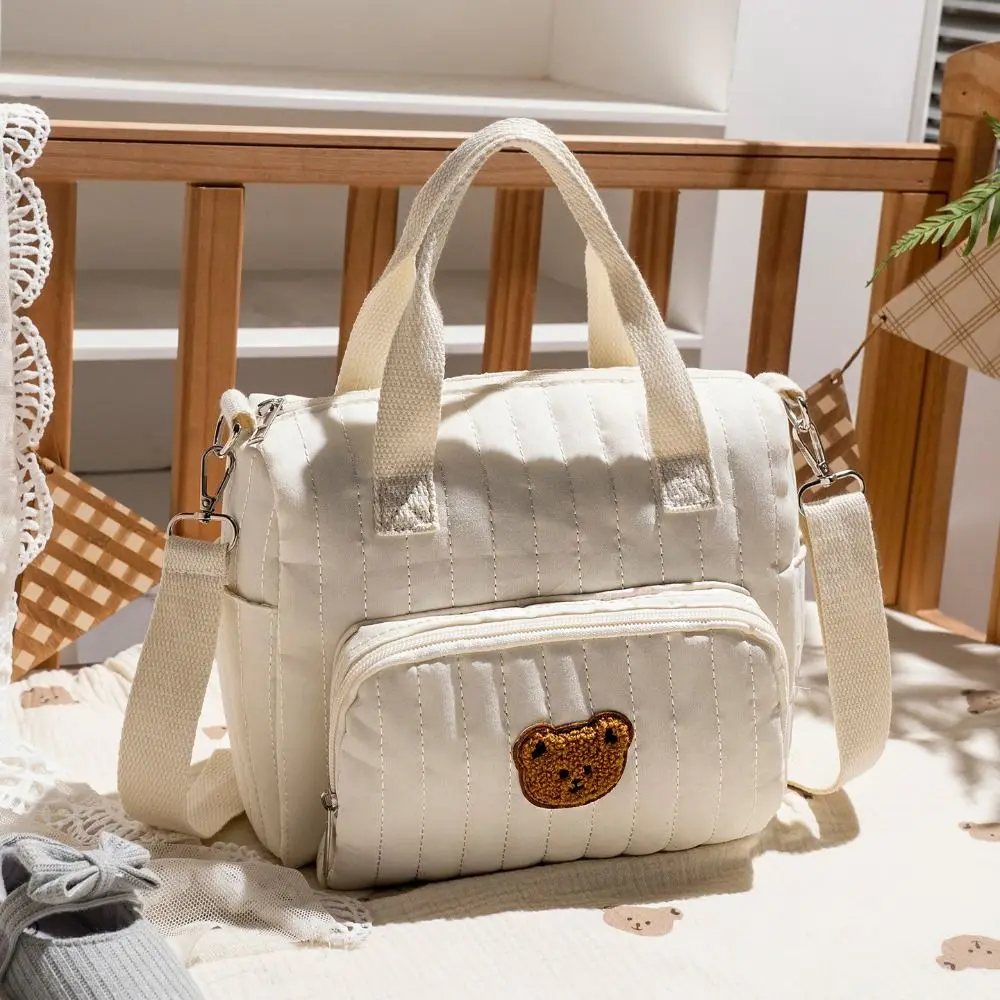 Simple Korean Style Mummy Bag Embroidery Flower Baby Diaper Organizer Multi-pocket Lightweight Women Handbag Female