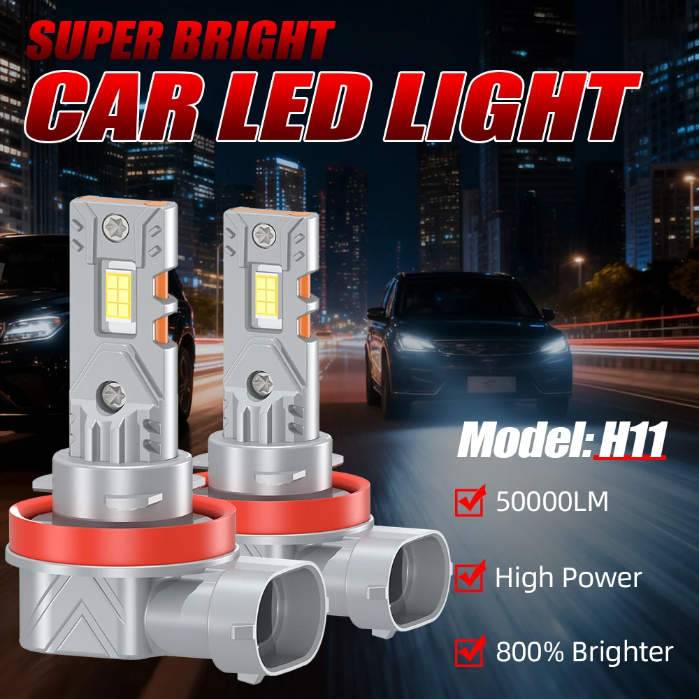 Ampoules antibrouillard Led H11 Super lumineuses pour voiture, 2 pièces, H8 H9, lampe DRL pour phare Canbus 3570 CSP, faisceau haut/bas 6000K 12V Plug & Play