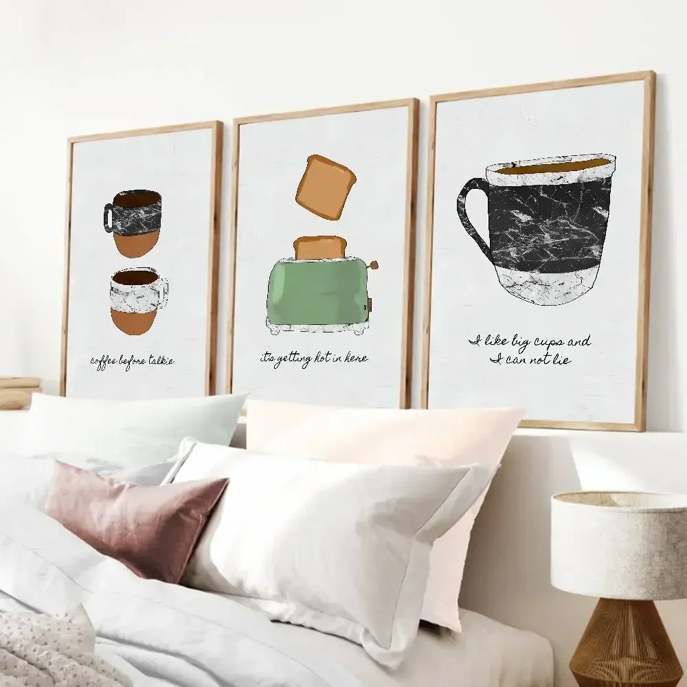 Toaster Teapot Coffee Pot Kettle Blender Nordic Poster Self-adhesive Art Waterproof Paper Sticker Room Wall Decor