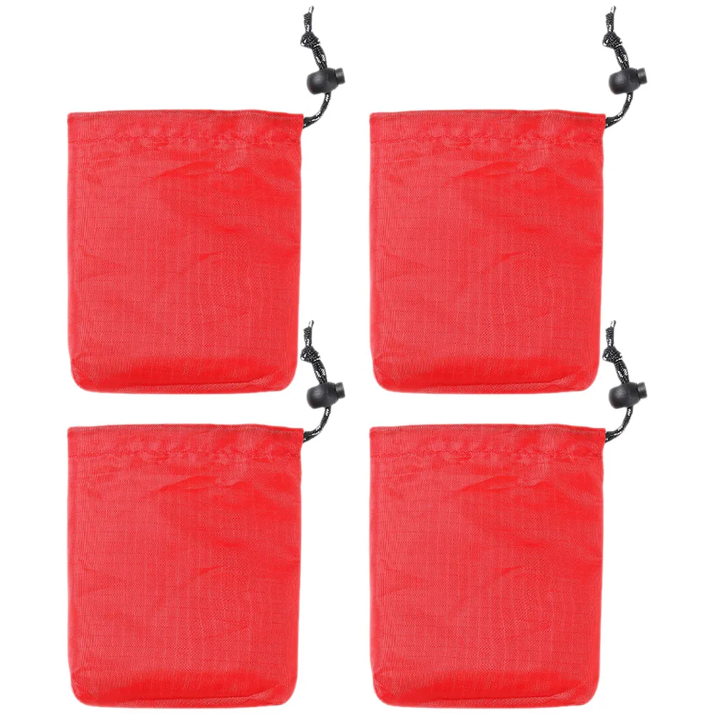 

4pcs Outdoor Storage Bags Drawstring Travel Camping Sacks Small Items Organizer Foldable Lightweight Durable Polyester
