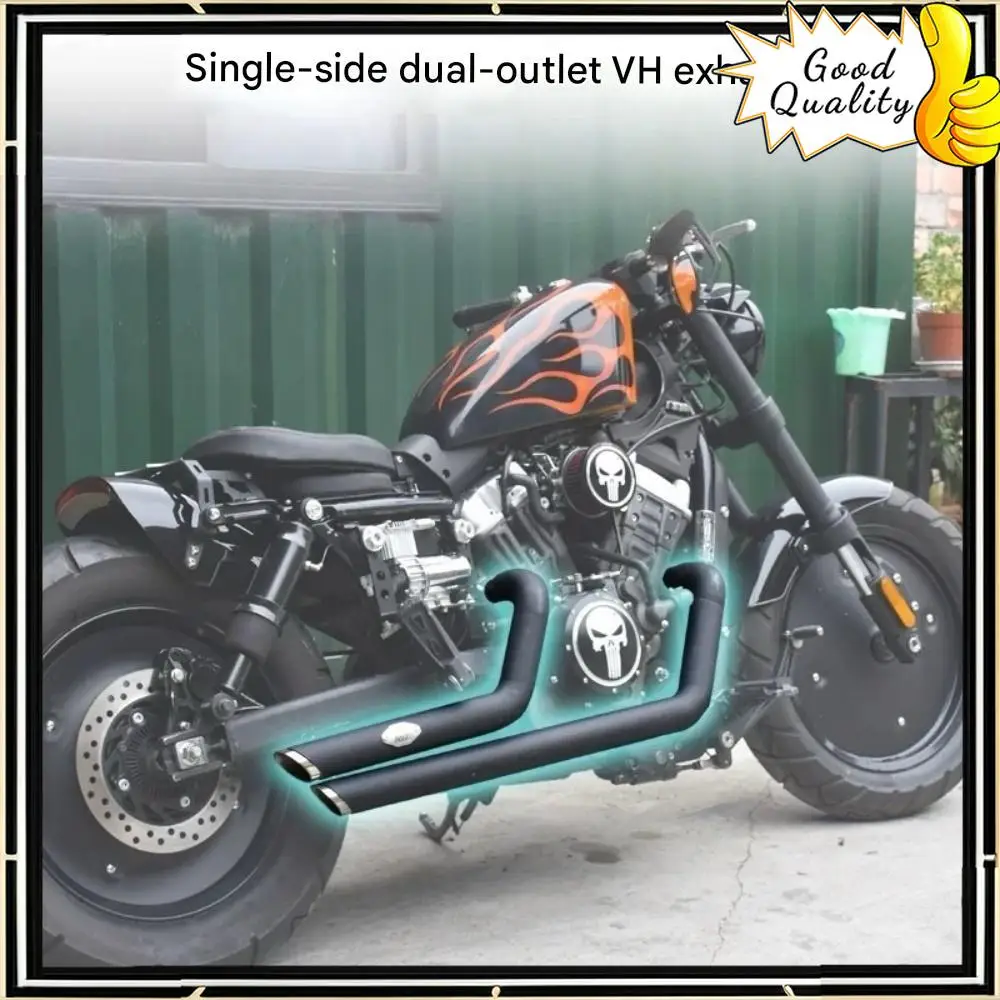 For KEEWAY V-CRUISE 125 V 302 C Harley VH Exhaust Pipe Stainless Steel Two Out Two Oblique Exhaust
