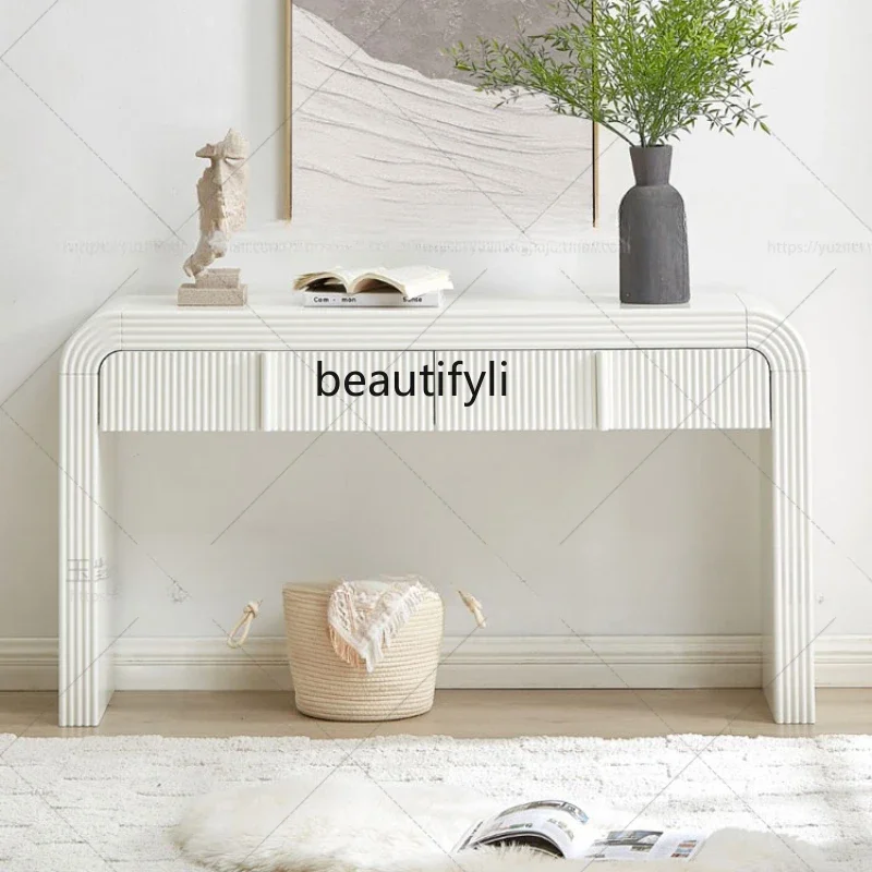 

Cream wind bedroom dresser simple modern solid wood master bedroom small light luxury storage dressing table