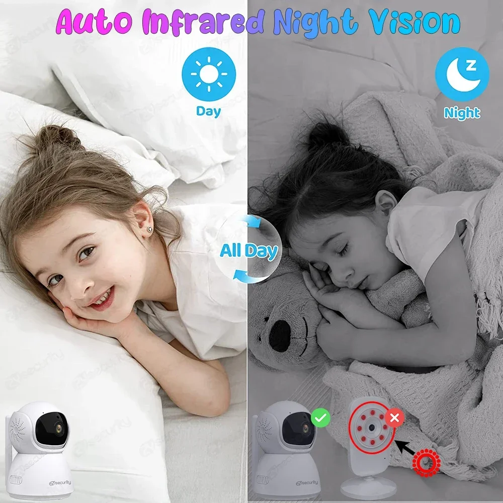 5 Inch Baby Monitor IPS Screen 5000mAh Battery Baby Phone PTZ Baby Camera Two-way Audio Nanny Video SD Card Slot,Night Vision