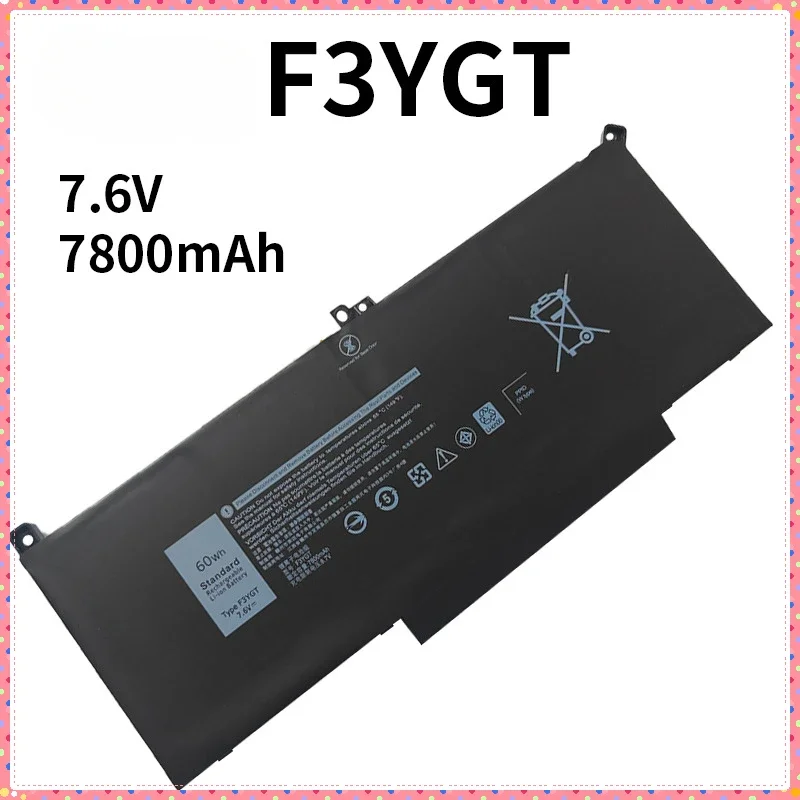 

High Quality Laptop Batteries for Dell F3YGT Latitude 7280 7380 7480 7290 7390 Laptop Parts 7.6V 7800mAh