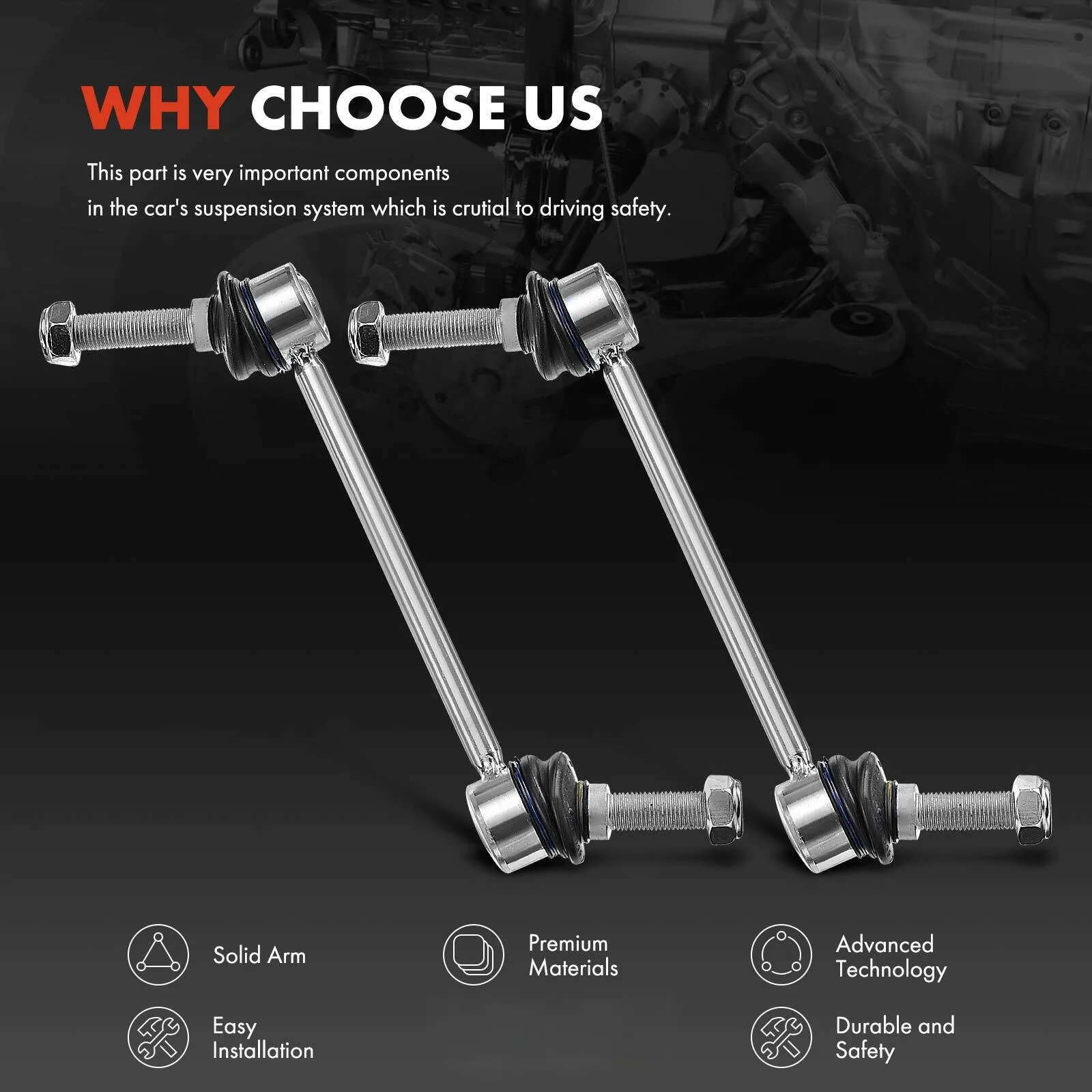 Pair Stabilizer Bar Link for Mercedes-Benz W164 W251 FrontLeft+Right, 1643201332, 1643202132 164 320 21 32