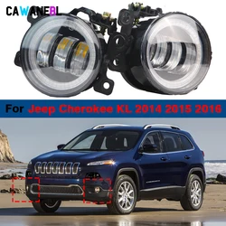 2 X 30W H11 Car Front LED Fog Light Assembly with Angel Eye Daytime Running Lamp DRL 12V For Jeep Cherokee KL 2014 2015 2016