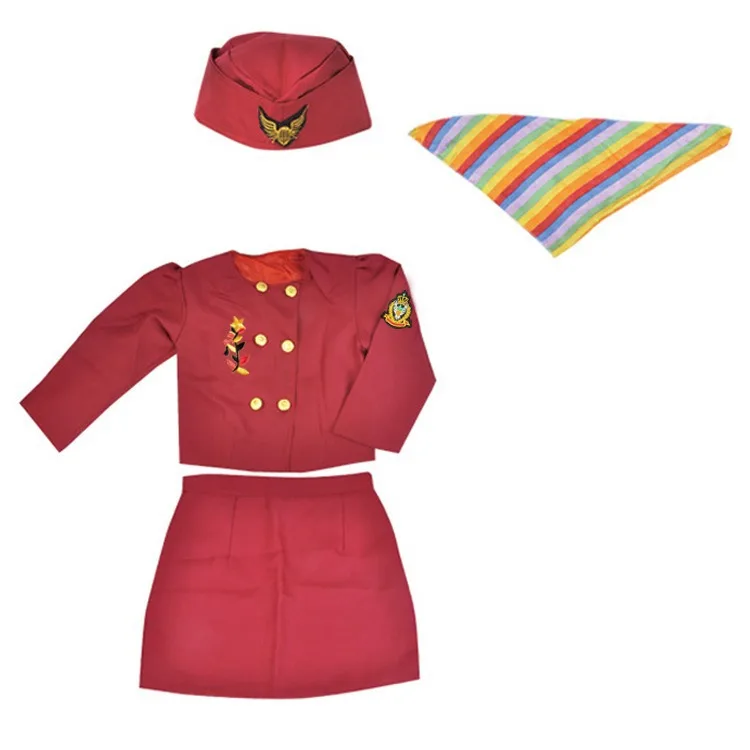 Children Stewardess Costumes Halloween Cosplay  Stewardess Professional Clothing Hat + Top + Pants + Scarf view 5
