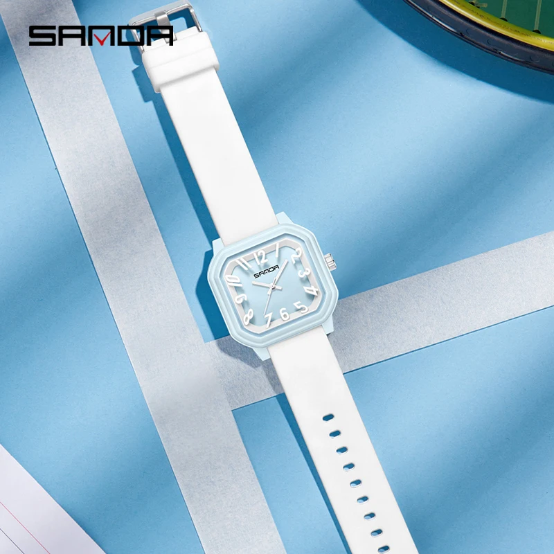 SANDA 9084 أزياء الطلاب كوارتز ساعة بسيطة للماء سيليكون حزام عارضة الرياضة بنين بنات الساعات reloj niño