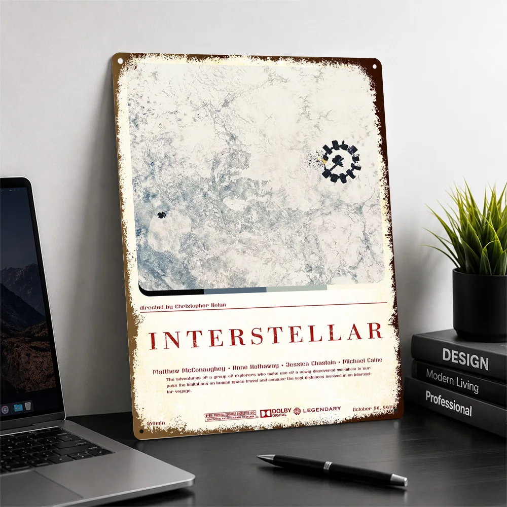 Interstellar Snow Planet Technical Diagram Printed Poster Personalized Aluminum Metal Sign Cosmic Scene Wall Art For Space Fans