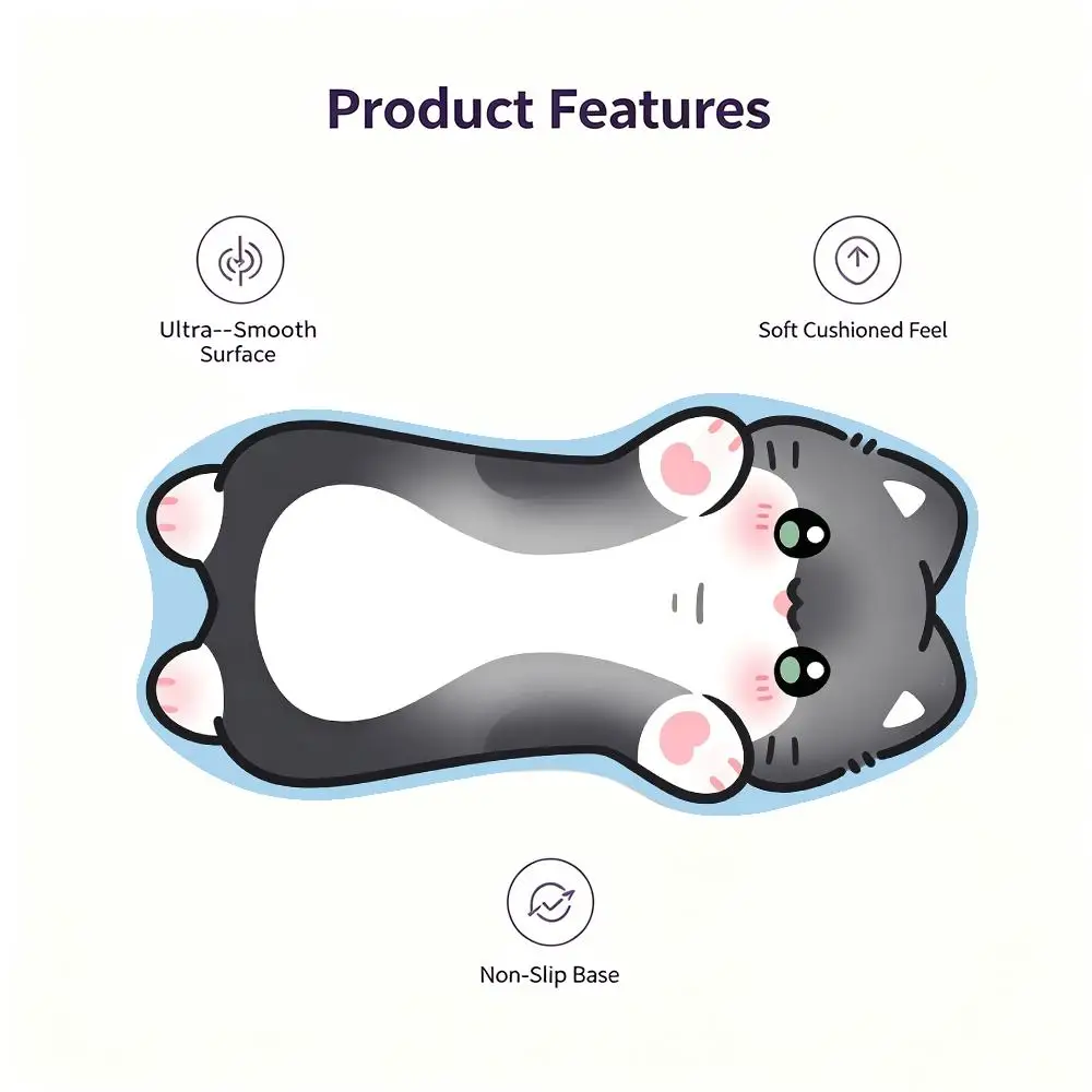 Adorable Light Yellow Cat Table Mat Unique Contour Design for Office Desktop Laptop Gaming Daily Use Card Pad HD Computer pad