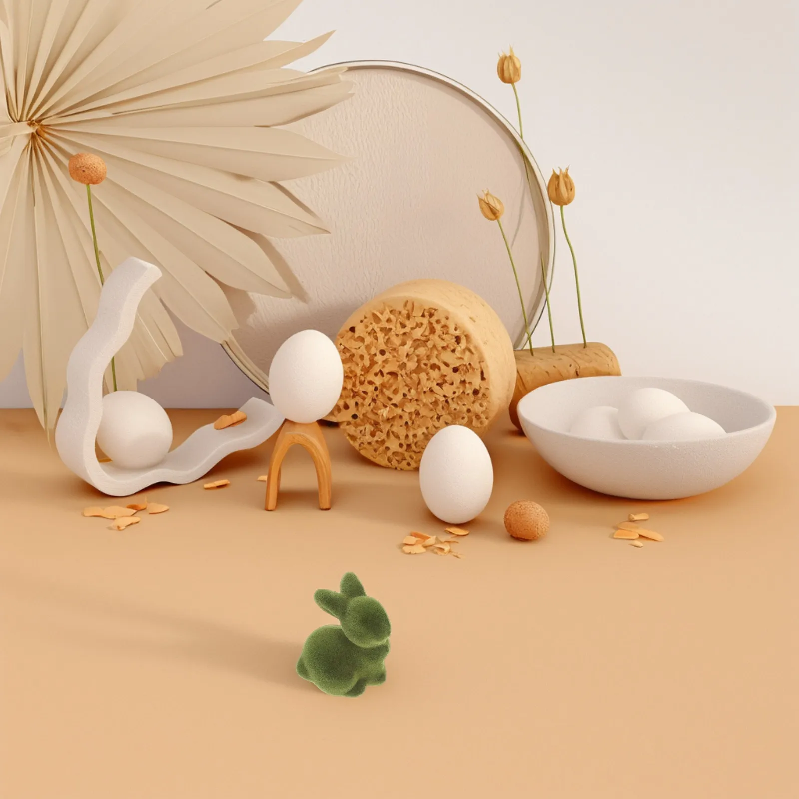 4Pcs Realistic Flocked Bunny Garden Statues Easter Decoration Mini Rabbit Ornament for Tabletop Desktop Micro Landscape Natural