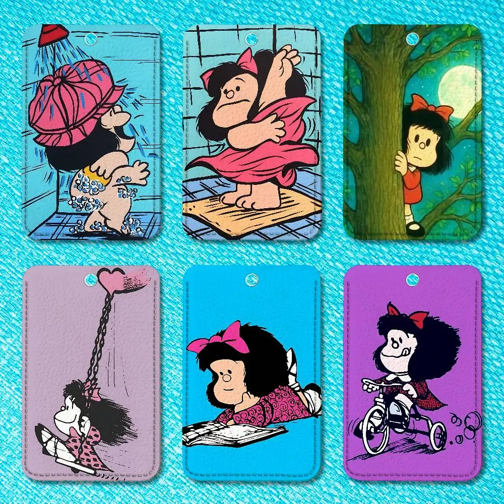 

Cute M-mafaldas-S Premium PU Leather Card for Daily Use Holder Card Case with Metal Carabiner Customizable Design