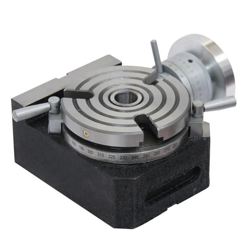 Horizontal and vertical rotating table, 4-inch precision MT-2 center, 3-slot milling machine, 360-degree rotation,