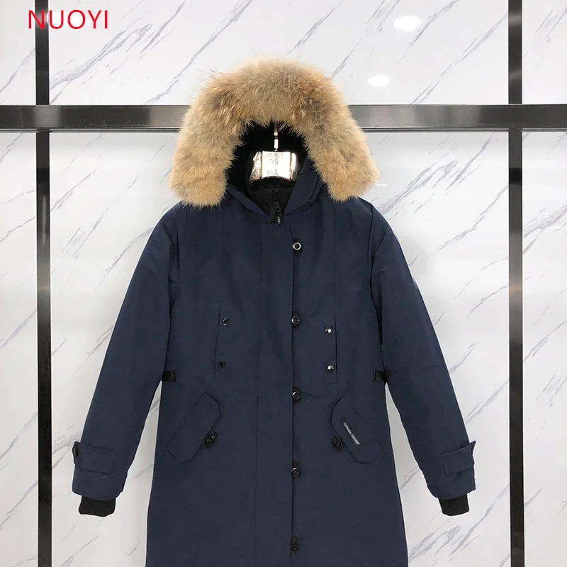 12 New Canadian Down Jacket Women Long Coat Parka Expedition White Goose Down Waterproof Classics Brand Authentic Coyote Fur