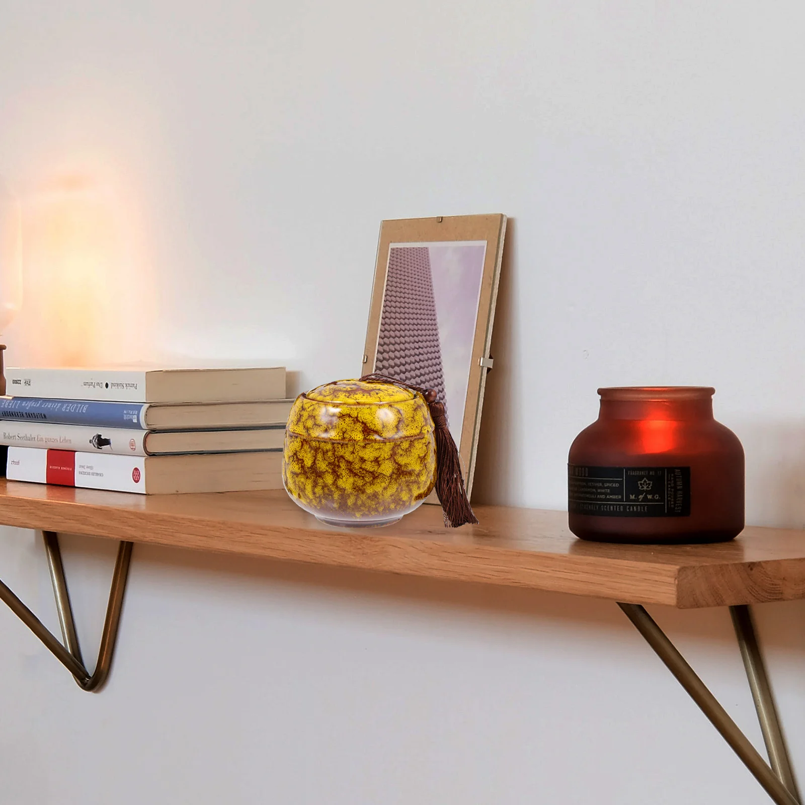 

Ceramic Tea Canister Jar Storage Jars Dried Fruit Sealed Chinese Style Container