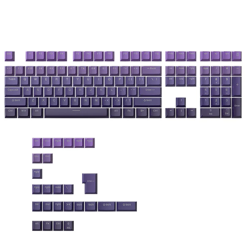 Keycap spot cross-border purple gas Donglai gradual change is engraved luminous 134 mechanical keycap 2 color PBT injection
