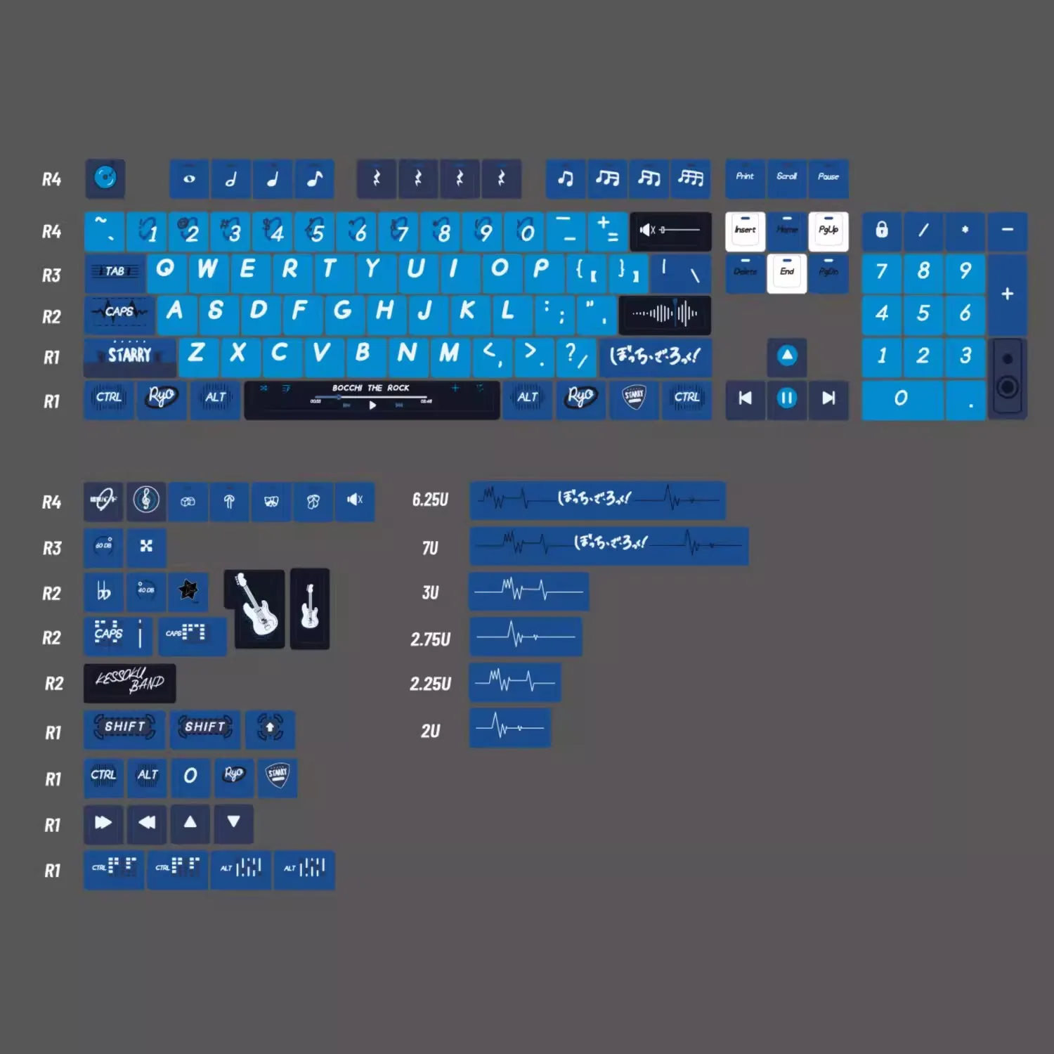 

1 Set Bocchi The Rock Yamada Ryo Keycaps PBT Dye Subbed Key Caps Cherry Profile Anime Cartoon Gaming Keycap For MX Switches