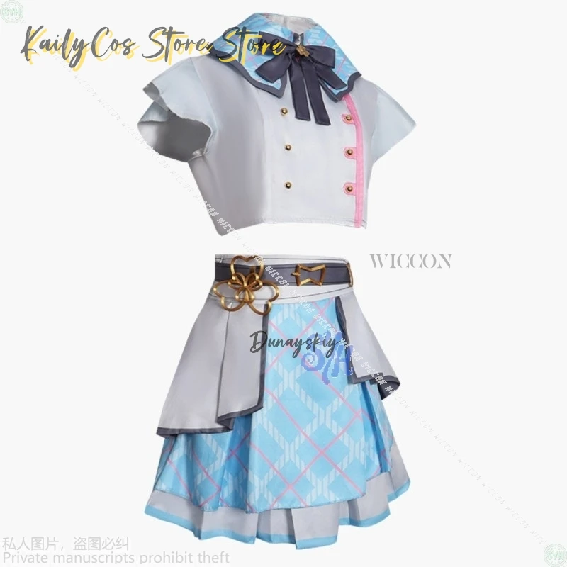 المزيد من القفز الذكرى الثالثة فريق موحدة تأثيري أنيمي لعبة مشروع Sekai Momoi Airi زي الأزرق Kawaii فستان قصير كوس