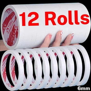 12/1 rolki taśma dwustronna ultracienka mocna taśma samoprzylepna białe taśmy naklejki do domowego biura rzemiosło papier samoprzylepny szkoła stacjonarne