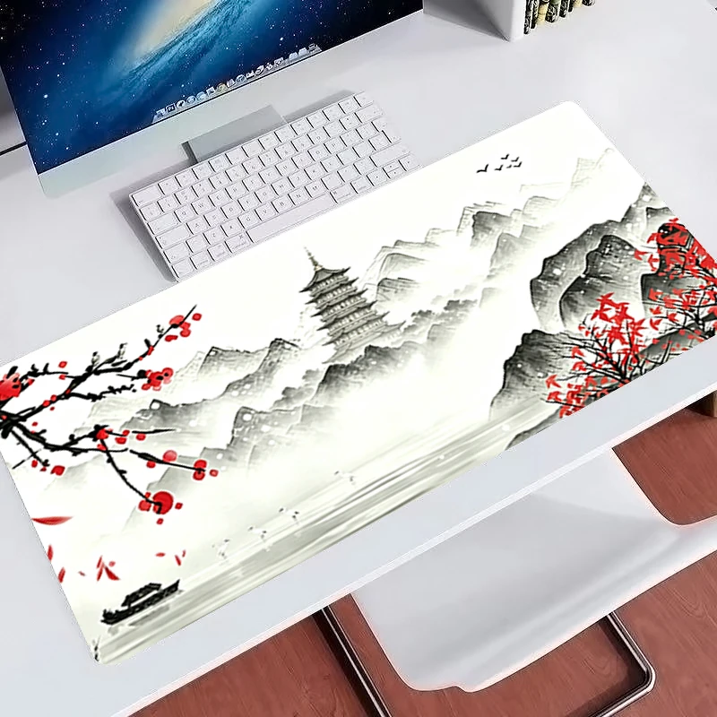 High-Quality Mouse Pad Chinese Style Ink Painting Office Laptop Desk Mat Gamer Non Slip Gaming Extended Mouse Pad Smooth Surface