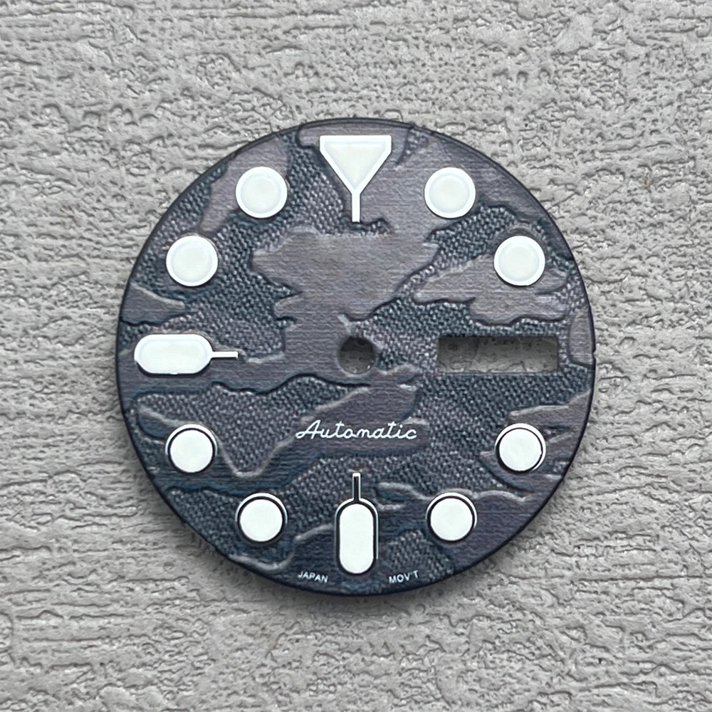 28.5mm S5 Logo SKX007 Camouflage Dial Suitable For NH36/4R36 Movement Strong Green Luminous Watch Modification Accessories