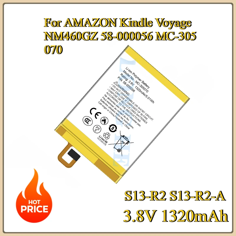 

New S13-R2 S13-R2-A 3.8V 1320mAh Replacement Battery for AMAZON Kindle Voyage NM460GZ 58-000056 MC-305070