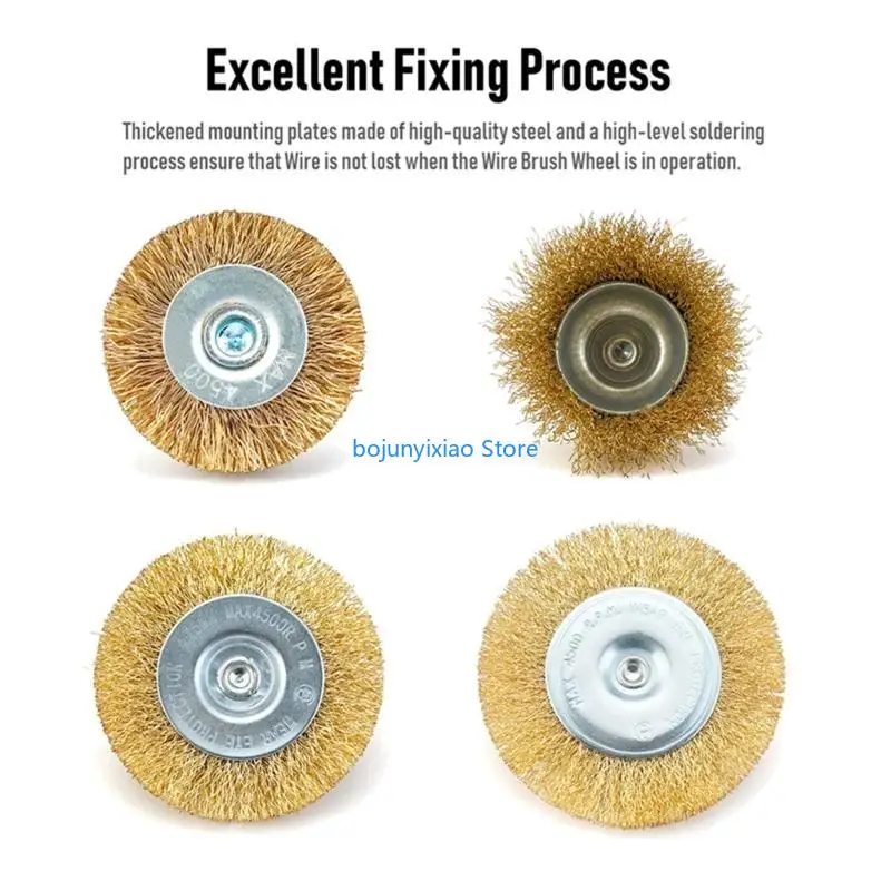 

900B Pack of 7 Wire Brush Brass Plated Brushes Drill Rotary Tools Metal