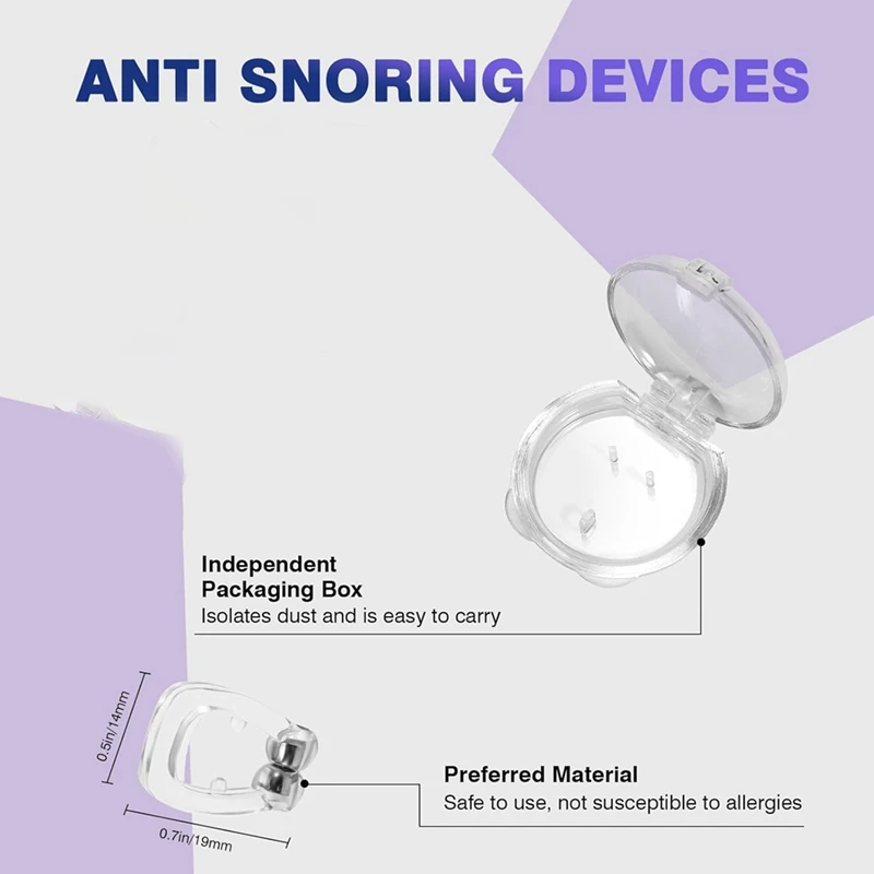 Dispositivi antirussamento, tappo antirussamento con magnete regolabile, soluzione antirussamento per un sonno confortevole e silenzioso, 8 pezzi