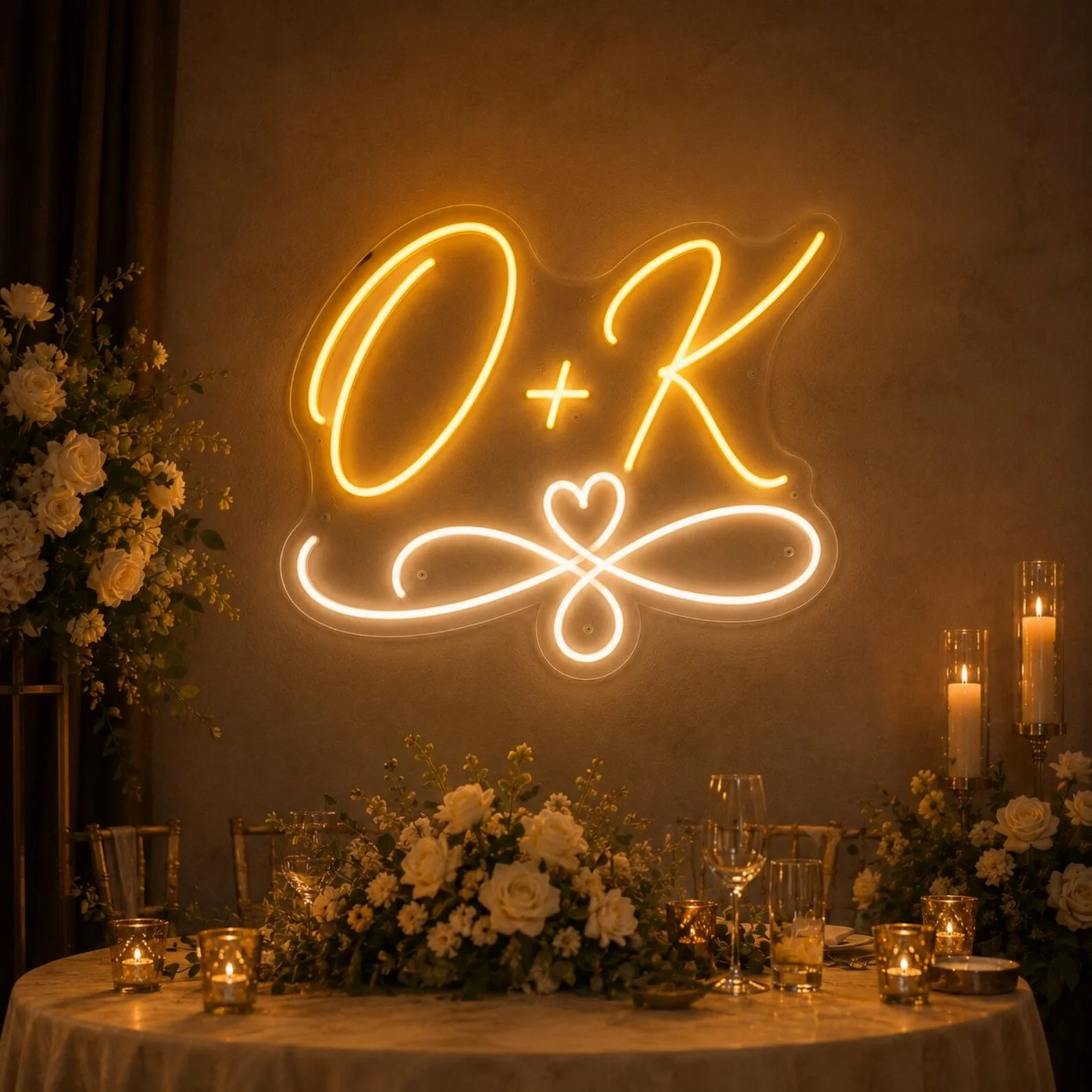 Personalized Initials Neon Sign,Wedding Reception Wall Decor,Heart Infinity Couple Sign,Bridal Shower Gift,Initials Neon Sign