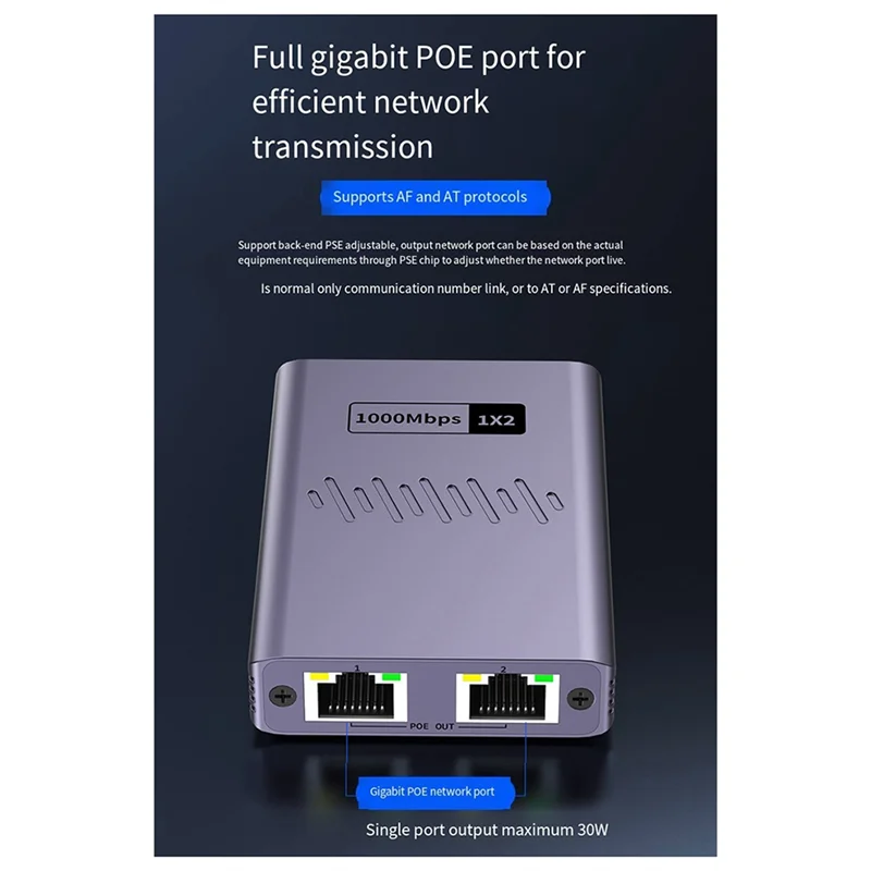 

POE Network Cable Splitter 1 To 2 Gigabit Network Splitter Simultaneous Network Three-Way Transfer Network Switch-AAAE