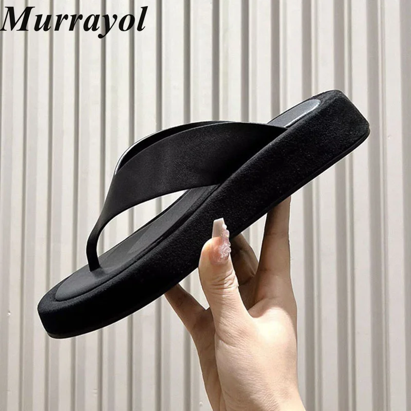 Lazy Flip Flops Flat Thick Bottom Slippers Women Real Leather Sandals Slides Summer Ladies Seaside Vacation Beach Shoes 2026