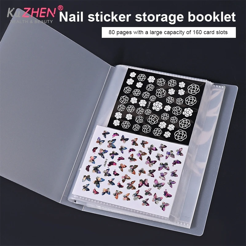 80 Pages Nail Stickers Storage Book Decals Organizer Holder Display Manicure Nail Tools Plastic Transparent Film Nail Art