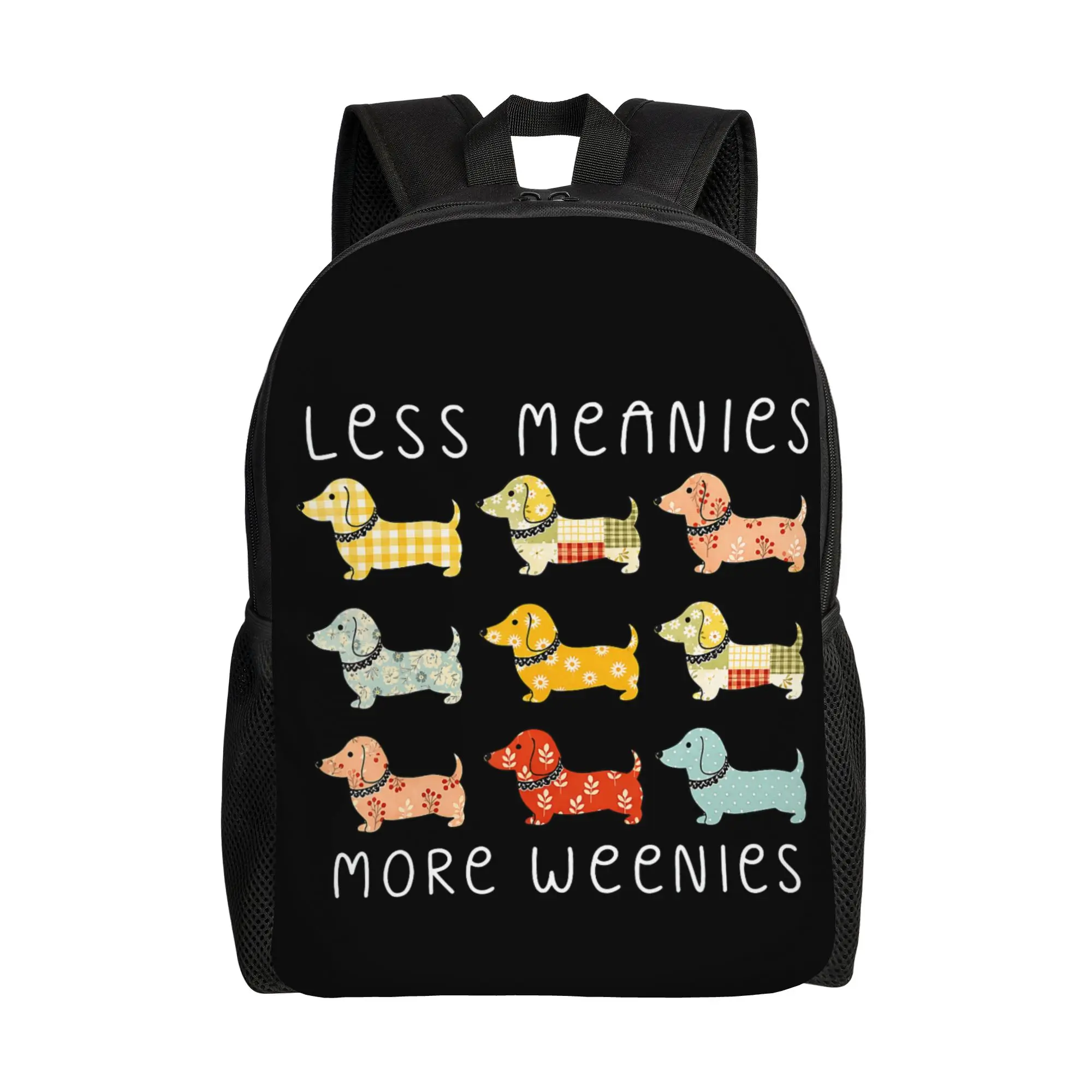 Less Meanies More Weenies Funny Dachshund Dogs Lover Backpack  Aesthetic Backpacks Youth Travel Breathable High School Bags